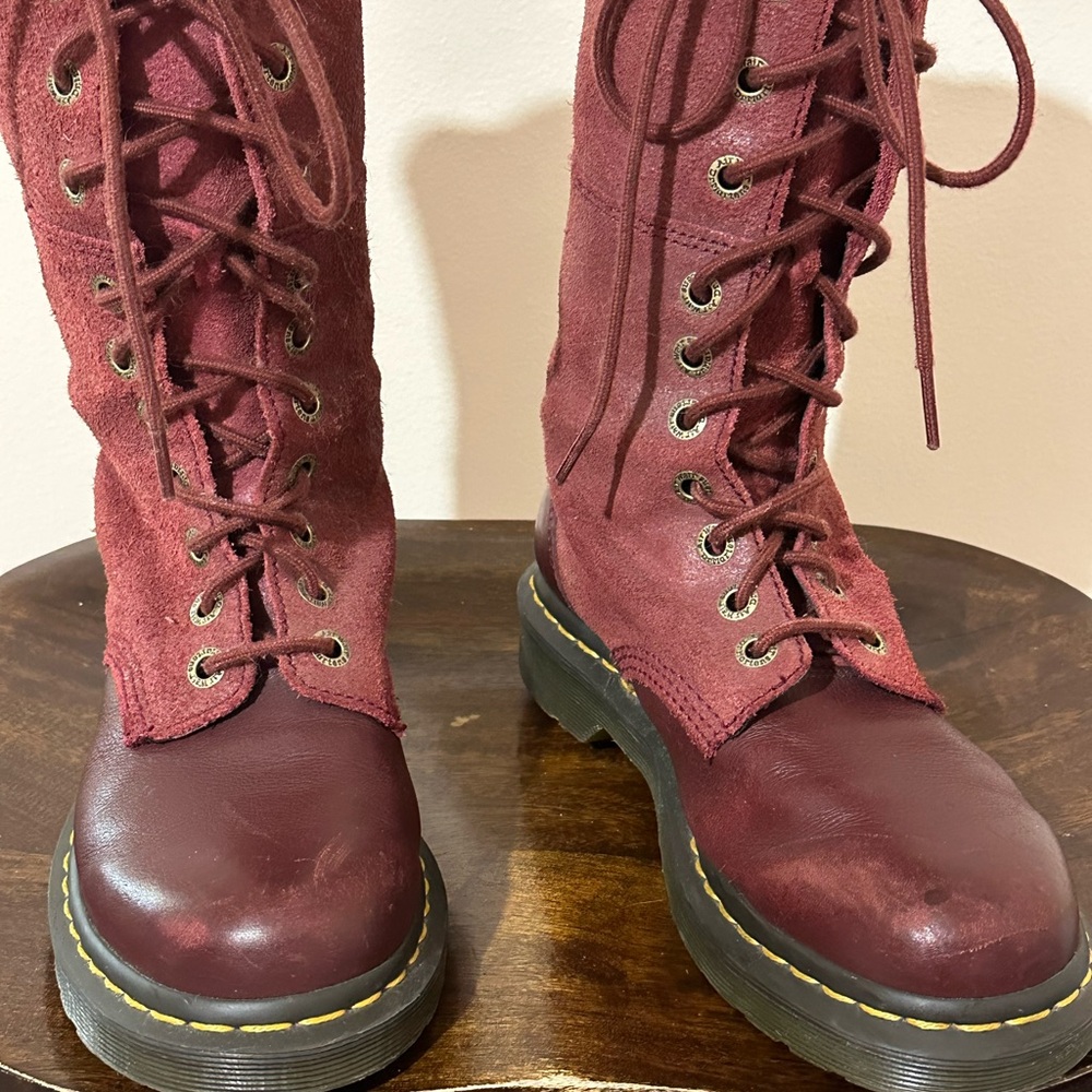 Dr Martens Hazil Burgundy Lace-Up Boots